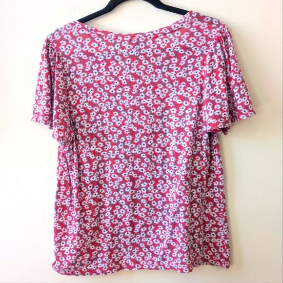 Lucky Brand Women's Round Neck Short Sleeve Ditsy Floral Top Size Medium - Picture 4 of 8